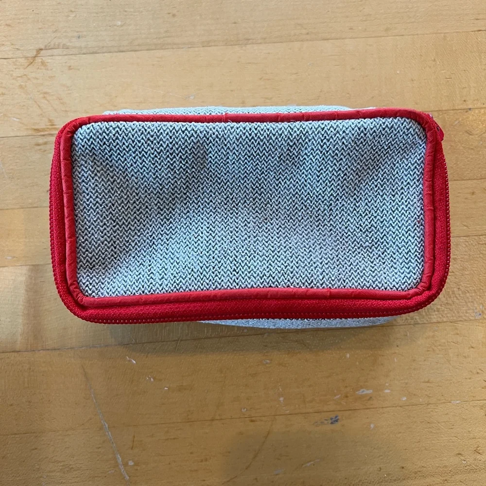 Crypton Red and Gray Fabric Pouch